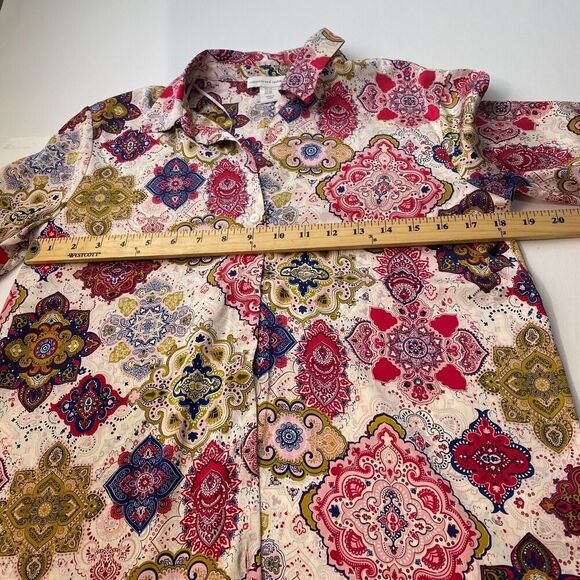 Cupcake and Cashmere Paisley Blouse Button Down Multicolor Feminine Boho Chic XS - Picture 8 of 12